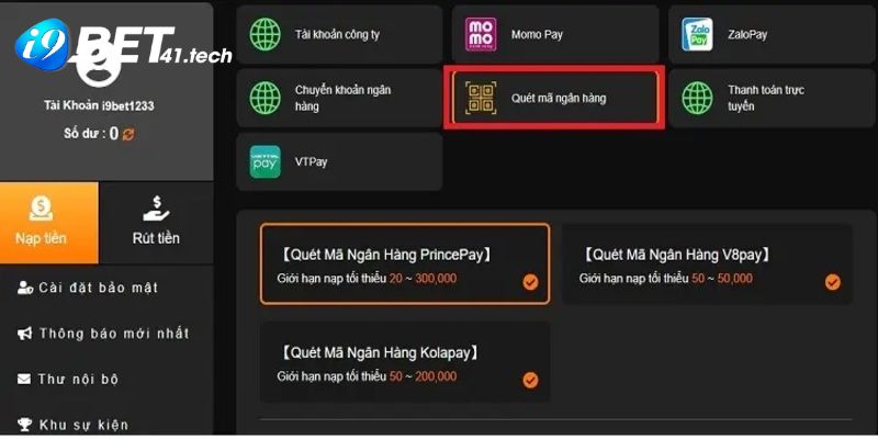 Hướng dẫn cách nạp tiền I9BET qua từng phương thức